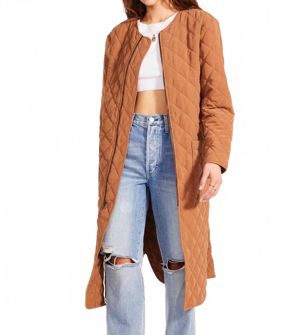 NEW BB DAKOTA long quilted coat in camel